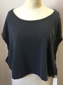 Womens, Top, WE THE FREE, Faded Black, Cotton, Heathered, XS, Faded Black, Large Round Neck, Sleeveless, Huge Arm Holes