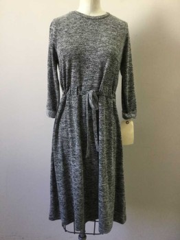 Womens, Dress, Long & 3/4 Sleeve, ASOS, Heather Gray, Viscose, Polyester, Heathered, 2, Heather Gray, Crew Neck, 3/4 Sleeve with Rolled Cuff, Drawstring Waist,