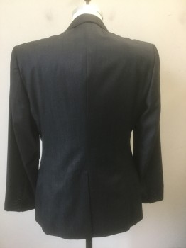DOLCE & GABBANA, Charcoal Gray, Wool, 2 Color Weave, Solid, Charcoal with White Dotted Weave, Single Breasted, Peaked Lapel, 2 Buttons, 3 Pockets, Hand Picked Stitching at Lapel, Black Lining, High End **Has TV Alt at Sleeves - Taken Up 2/10/2021