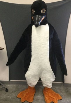 MTO, Black, White, Faux Fur, Color Blocking, PENGUIN:  Body:  White Center and Bottom, Padded Front, Black Sides/Sleeve/Back, Flipper Long Sleeves (Closed), Zip Back, Finned Tail, Velcro Hand Holes