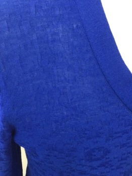 Mens, Pullover Sweater, ARMANI EXCHANGE, Royal Blue, Wool, Acrylic, Solid, M, Textured Weave, Long Sleeves, V-neck, Ribbed Knit Neck/Cuff/Waistband