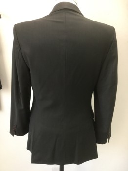 ZARA MAN, Dk Brown, Wool, Synthetic, Solid, Single Breasted, 2 Buttons,  3 Pockets, Notched Lapel, Double Back Vent