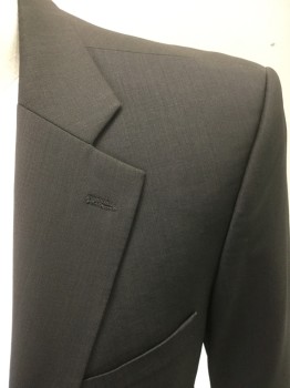 ZARA MAN, Dk Brown, Wool, Synthetic, Solid, Single Breasted, 2 Buttons,  3 Pockets, Notched Lapel, Double Back Vent