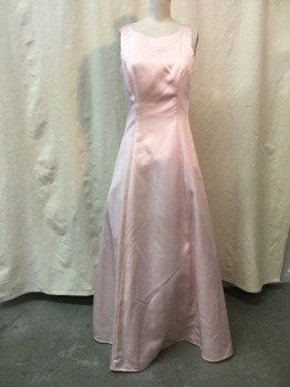 Womens, Evening Gown, UBRAN CITY GIRL, Lt Pink, Synthetic, Solid, 6, Light Pink, Round Neck,  Sleeveless, Open Back Detail with Self Tie Bows
