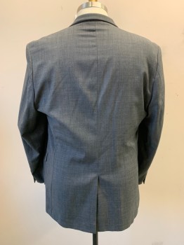 LAUREN RL, Dk Gray, Gray, Wool, 2 Color Weave, Notched Lapel, Single Breasted, Button Front, 2 Buttons, 3 Pockets, Single Back Vent