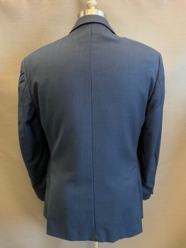 TESSITURA Di QUAREGN, Navy Blue, Wool, Solid, Single Breasted, 2 Buttons,  Notched Lapel, 3 Pockets, 2 Back Vents,