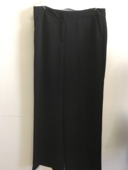 HOBBS , Black, Polyester, Synthetic, Solid, 1.5" Waistband, Flat Front, Zip Front, 2 Pockets & 2 Fake Pockets Back, Wide Legs