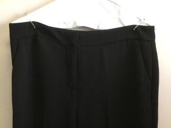 HOBBS , Black, Polyester, Synthetic, Solid, 1.5" Waistband, Flat Front, Zip Front, 2 Pockets & 2 Fake Pockets Back, Wide Legs