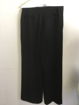 Womens, Slacks, HOBBS , Black, Polyester, Synthetic, Solid, 8, 1.5" Waistband, Flat Front, Zip Front, 2 Pockets & 2 Fake Pockets Back, Wide Legs