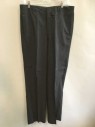 Mens, Suit, Pants, 1890s-1910s, NO LABEL, Charcoal Gray, Black, White, Wool, Stripes - Vertical , 36/29, Zip and Clasp Fly, Welt Pockets, Good Condition, Interior Suspender Buttons, Double,