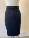 Womens, Suit, Skirt, J.CREW, Black, Gray, Wool, Stripes - Pin, Sz.00, Pencil Skirt, Above Knee Length, 1" Wide Self Waistband, Vent at Center Back Hem, Invisible Zipper in Back