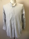 DARCY, Gray, White, Black, Cotton, Stripes - Pin, Stripes - Micro, White with Light Dove Blue Stripes, Black Pin Stripes, Long Sleeve Button Front, Band Collar, Historical Reproduction