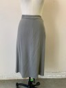 Gray, Wool, Solid, Skirt, Crepe, 1" Wide Waistband, Straight Fit, Knee Length, Side Zipper,