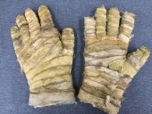Womens, Historical Fiction Piece 3, MTO, Cream, Ochre Brown-Yellow, Cotton, Rubber, Graphic, Mottled, Mummy Gloves, Gauze Over Nylon, Aged and Dirtied