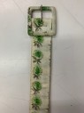Womens, 1950s Vintage, Piece 2, Laura Mae, Lime Green, Off White, Cotton, Polyester, Floral, 27, Matching Belt