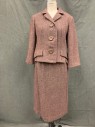 GAYNES, Brown, Wool, Heathered, Single Breasted, 3 Buttons,  Collar Attached, Notched Lapel, Front Side Panel Flaps, 3/4 Sleeve,