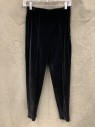 Womens, 1990s Vintage, Piece 2, ROMEO GIGLI, Black, Cotton, Modal, Solid, W:26, Pants - Velvet, High Waisted, Side Zip, Skinny, Tuck Pleats Down Center Leg Front and Back,