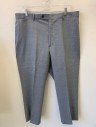 TOMMY HILFIGER, Gray, White, Wool, Stripes - Pin, Flat Front, Button Tab Waist, Zip Fly, 4 Pockets, Belt Loops