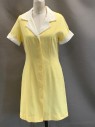 NL, Yellow, Off White, Cotton, Solid, Uniform, C.A., S/S, Solid Collar & Cuff with Rick Rack Trim, Hem Above Knee, Multiples