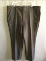 Mens, Suit, Pants, 1890s-1910s, MTO, Brown, Wool, Solid, 30, 42, Flat Front, Flap Pockets In Back, Exterior Suspender Buttons,