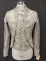 Mens, Sci-Fi/Fantasy Piece 1, TUTU ETOILE, Taupe, Cream, Silk, Floral, C38/40, Frock Coat with Attached Vest, Brocade Long Sleeves, Hook & Eyes Front, Inset Sleeves, Silver Paisley Embroidery, Adjustable Elastic Vest, Made For Ballet, Zip Cuff Seam