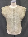 Mens, Tops, MTO, Dusty Green, Leather, Reptile/Snakeskin, M, Snakeskin/Fishscale Leather Cutout, Gold Interior, Sleeveless, Clear Snaps On Side , Raw Edges