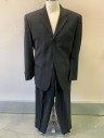 DKNY, Charcoal Gray, Wool, Solid, Notched Lapel, 2 Button Front, 3 Pockets ,