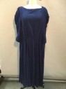 N/L, Navy Blue, Cotton, Wool, Solid, Navy Texture, Bateau/Boat Neck,Pullover, Pleated, Draped Shoulders, Hooks & Eyes @ Shoulder,