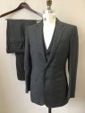 Mens, Suit, Jacket, RALPH LAUREN, Gray, Black, Wool, Plaid, 38R, Single Breasted, 2 Buttons, Hand Picked Collar/Lapel, 3 Pockets, Double, See FC024119 - FC024121