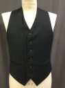 CARAVELLI, Charcoal Gray, Gray, Wool, Grid , 6 Buttons, V-neck, Lining Back with Adjustable Waist Belt