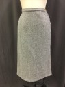 N/L, Gray, Lt Gray, Wool, Herringbone, Jackie O, Straight, Side Zip, Back Slit