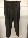 Mens, Suit, Pants, MTO, Brown, Rust Orange, Wool, Plaid, 36/30, Flat Front, Zip Front, Cuffed, Multiple