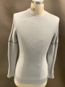 UNDER ARMOUR, Lt Gray, Polyester, Solid, CN, L/S, Band On Upper Arms, Ribbed