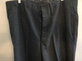 Mens, Suit, Pants, 1890s-1910s, DOMINIC GHERARDI, Charcoal Gray, Wool, Solid, 39/32, Button Front, Suspender Buttons, Flat Front, Deep Hem,