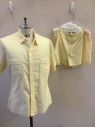 RESORT CASUALS, Yellow, White, Polyester, Stripes - Pin, Shirt, Seer Sucker, Button Front, Short Sleeves, Collar Attached,