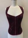 Womens, Sci-Fi/Fantasy Piece 3, MTO, Maroon Red, Black, Polyester, Synthetic, Reptile/Snakeskin, Corset Top, Zip Front, Sleeveless, Semi Sweetheart Neckline