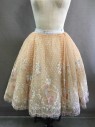 Womens, Sci-Fi/Fantasy Piece 2, N/L, Dusty Pink, Beige, Lt Pink, Lt Blue, Silk, Netting, Solid, Floral, 24, Tulle Skirt: Beige Tulle W/Multicolor Pastel Floral Beads + Lace Detail Throughout, Hem Below Knee, White Elastic Waist Band, Tutu