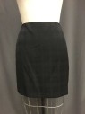 Womens, Suit, Skirt, ANNE KLEIN, Black, Pink, Polyester, Wool, Plaid, 2P, Pencil. Length Above Knee. Zip Center Back, Fabric - Black Jacquard with Pink Grid.