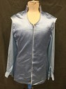 Mens, Tops, MTO, Lt Blue, Polyester, Silk, Solid, W 40, Ch 48, Satin Top, Snap Front, Stand Collar, V-neck, Sleeveless, Pleated Center Back, 2 Hidden Zippers Back for Fairy Wings, Slightly Dirty Collar, Snap Detachable Chiffon Sleeves with Snap Cuff, Doubles