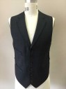 Mens, Suit, Vest, CHAPS RALPH LAUREN, Charcoal Gray, Blue, Maroon Red, Wool, Plaid, 38r, Notched Lapel, 6 Buttons, 4 Pockets, Silk Backed with Self Belt