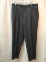 TASSO ELBA, Charcoal Gray, Lt Blue, Wool, Stripes, Pants - Single Pleat Front, 4 Pockets,