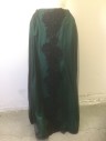 N/L MTO, Dk Green, Black, Polyester, Floral, UNDERSKRIT- Center is Dark Green Satin with Black Sheer Net Overlay, Black Floral Lace Appliqués, Sides & Back are Solid Black Lining, Drawstring Waist, Made To Order 1700's Inspired