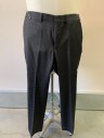 DKNY, Black, Wool, Solid, Flat Front