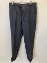 Mens, Suit, Pants, MTO, Charcoal Gray, Wool, Stripes - Vertical , 31, W34, Button Tab, Flat Front, Cuffed