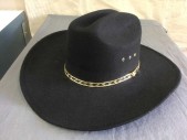 Mens, Civilian Cap, EAGLE CREST, Black, Polyester, Solid, Black Jersey Knit Over Buckram. Open Road, Black & Gold Skinny Hat Band