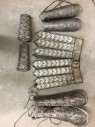 Silver, Bronze Metallic, Leather, Metallic/Metal, Reptile/Snakeskin, Metallic, Reptile Embossed Fish scales With Studs,Historical Multi Piece