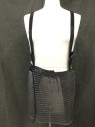 MTO, Silver, Navy Blue, Leather, Rubber, SUIT of ARMOR: Loin Guard: Navy Leather Waistband, Velcro Front Closure, Chainmail Skirt In Silver Metal and Black Rubber, Attached Adjustable Nylon Suspender Straps