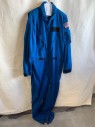 GIBSON + BARNES, Blue, Poly/Cotton, Solid, C.A., Zip Front, 2 Chest Pockets, 5 Cargo Pockets, Velcro At Waist, 1 Pocket At Left Arm, Zippers At Legs, USA Patch On Left Arm