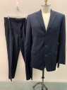 JOSEPH & FEISS, Navy Blue, Gray, Wool, Stripes - Vertical , 3 Buttons,  Notched Lapel, 3 Pockets,