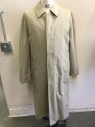 Mens, Coat, Trenchcoat, LONDON FOG, Khaki Brown, Cotton, Polyester, Solid, 40 R, Single Breasted, Collar Attached, Removable Liner, 2PC, 2 Pockets,